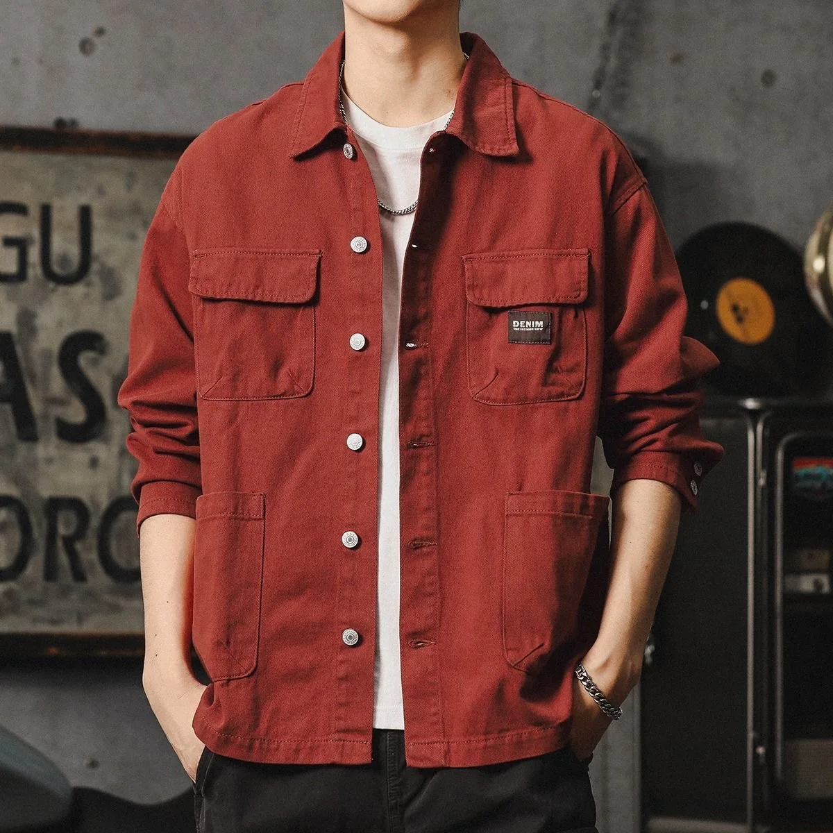 

Весенне-осенняя новая модная тенденция, американская ретро-рубашка с длинными рукавами, мужская повседневная свободная спортивная рубашка высокого качества