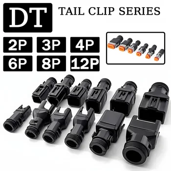 10/50sets 2-12Pin male female DT connector tail clip corrugated pipe fixed harness Set with clip, protective sleeve 1011-235-0405