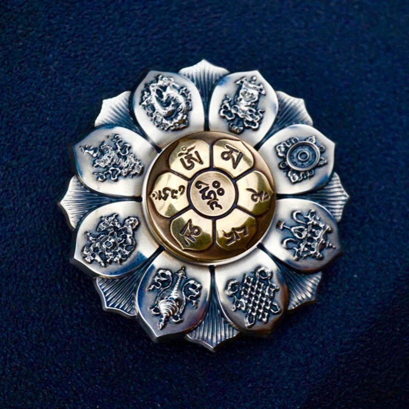 廖廖EDC限定版仏眼蓮輪銅合金彫刻回転式フィジェットスピナーストレス解消玩具