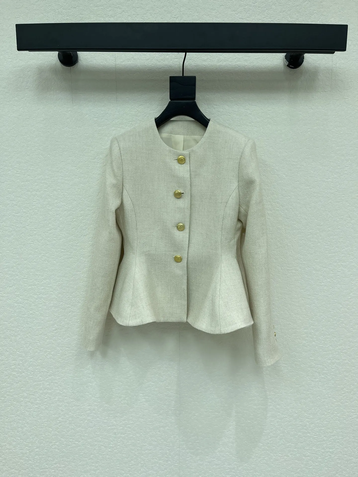 26 Autumn-Winter Latest Style Elegant Style Metal-Buttoned Waist-Hugging Boatneck Round Collar Coat