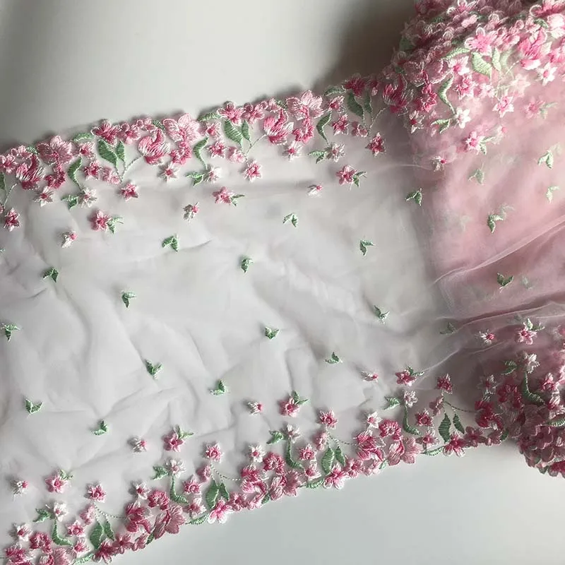 10Yards ricamo floreale Tulle pizzo Trim fai da te Lingerie tessuti per cucire rosa arancione tessuti di pizzo per accessori reggiseno artigianato
