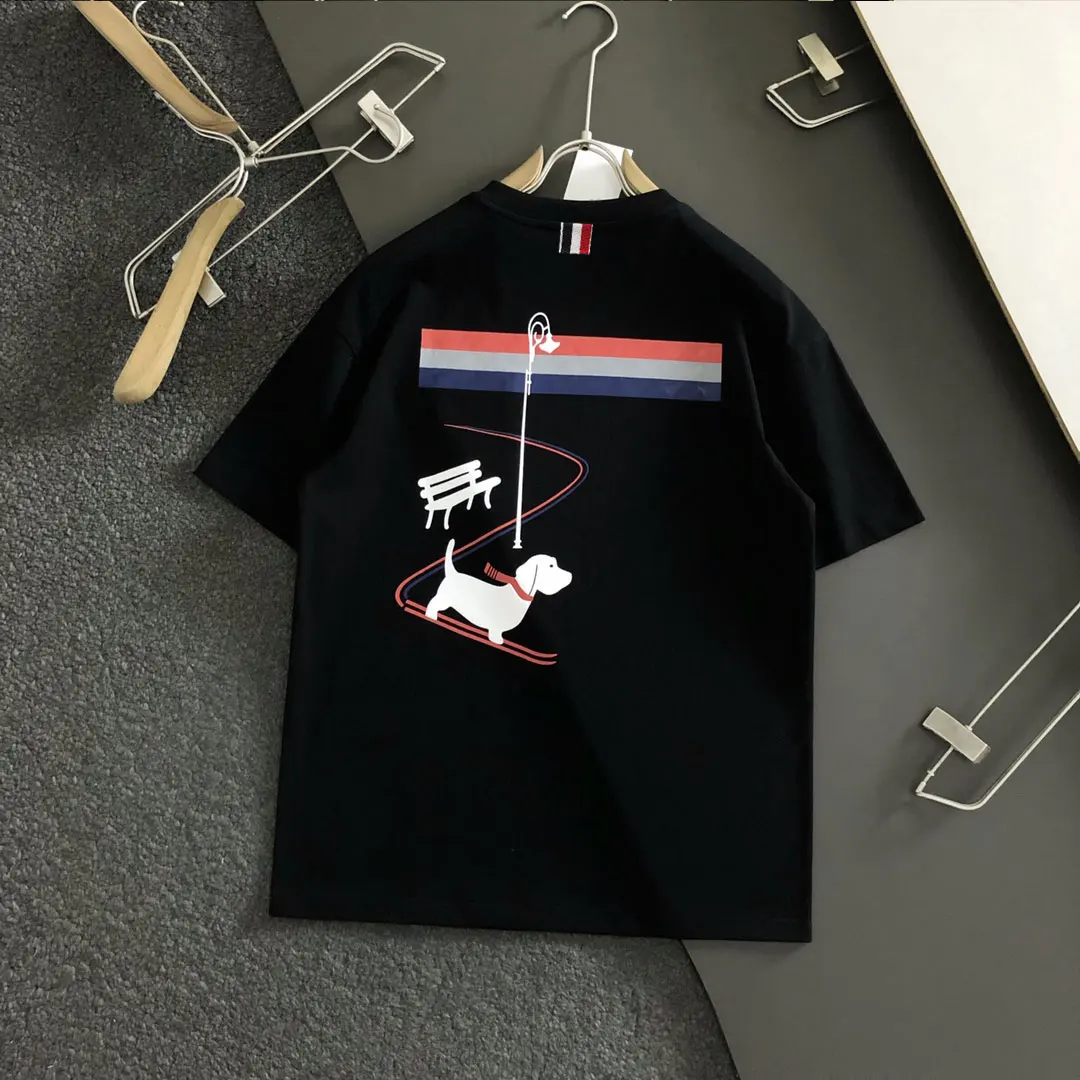 جديد الصيف التزلج الكلب TB قصيرة الأكمام تي شيرت الرجال والنساء عارضة جولة الرقبة القطن الخالص نصف كم قميص