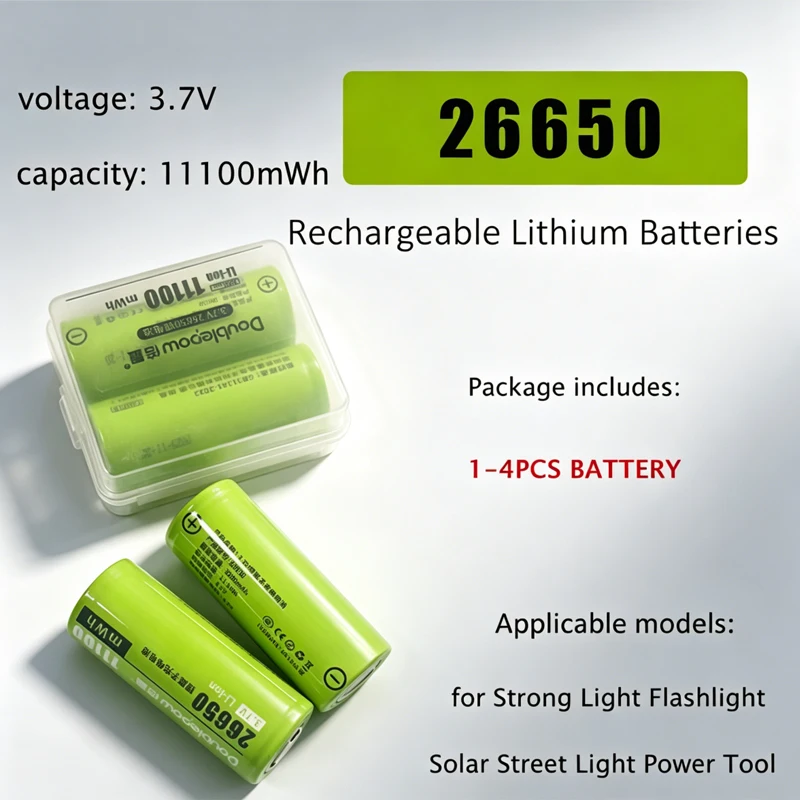 

26650 Lithium Battery 3.7v 11100mWh Rechargeable Li-ion Batteries for Strong Flashlight Mobile Power Supply Power Tool Radio