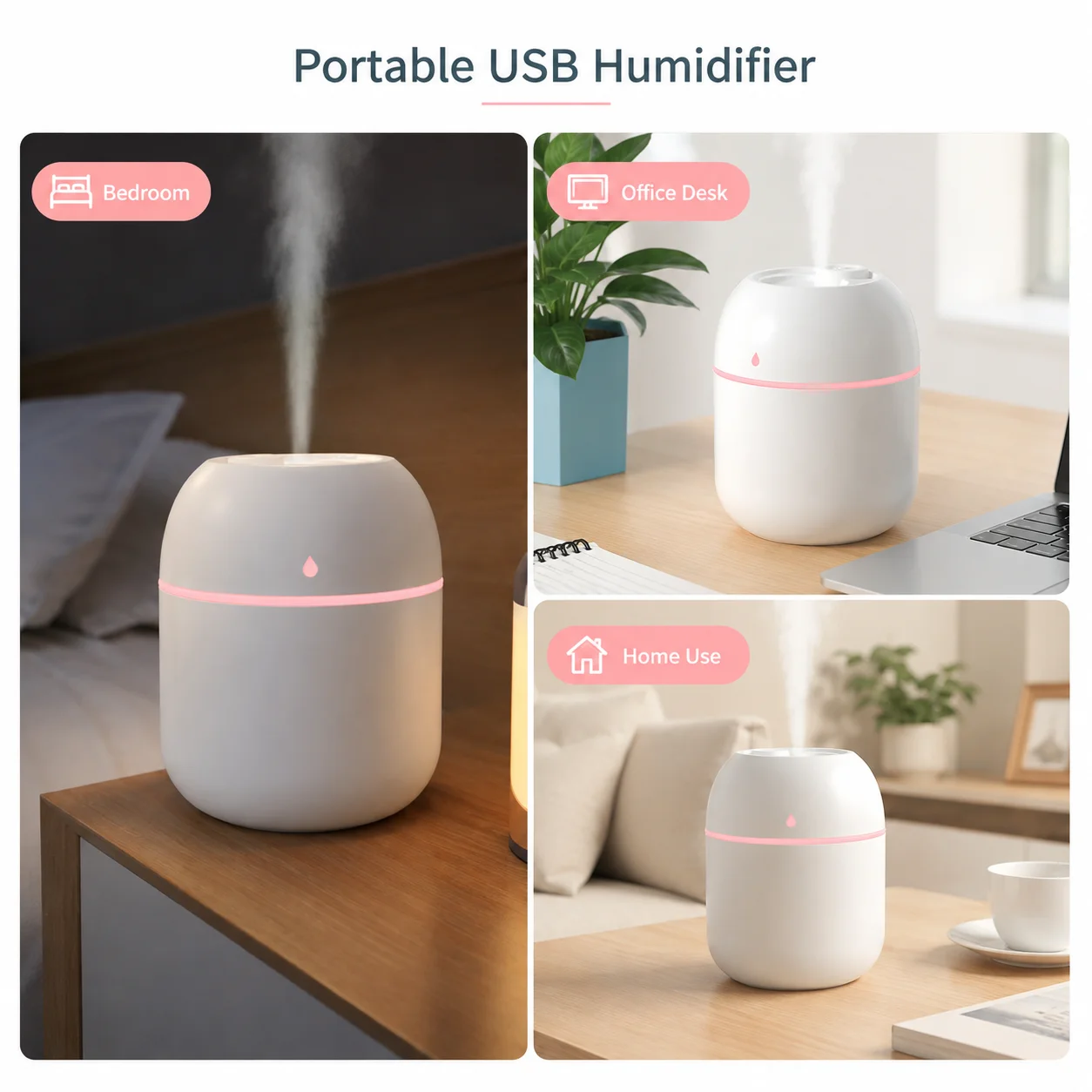 Mini USB Air Humidifier Large Mist Quiet Portable Desktop Humidifier Egg Shaped for Bedroom Home Office view 6