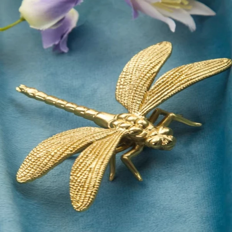 Creative Brass Drawer Handle Light Luxury Nordic Style Cabinet Wardrobe Handle High End French Shiny Gold Dragonfly Handle
