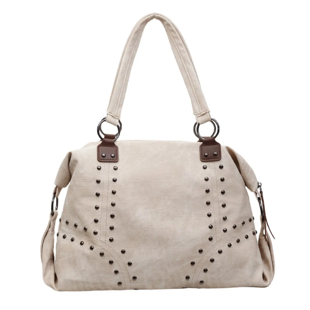 

PU Leather Rivet Shoulder Bags Retro American Style Large Capacity Locomotive Style Underarm Bag Fashion Design Korean Style