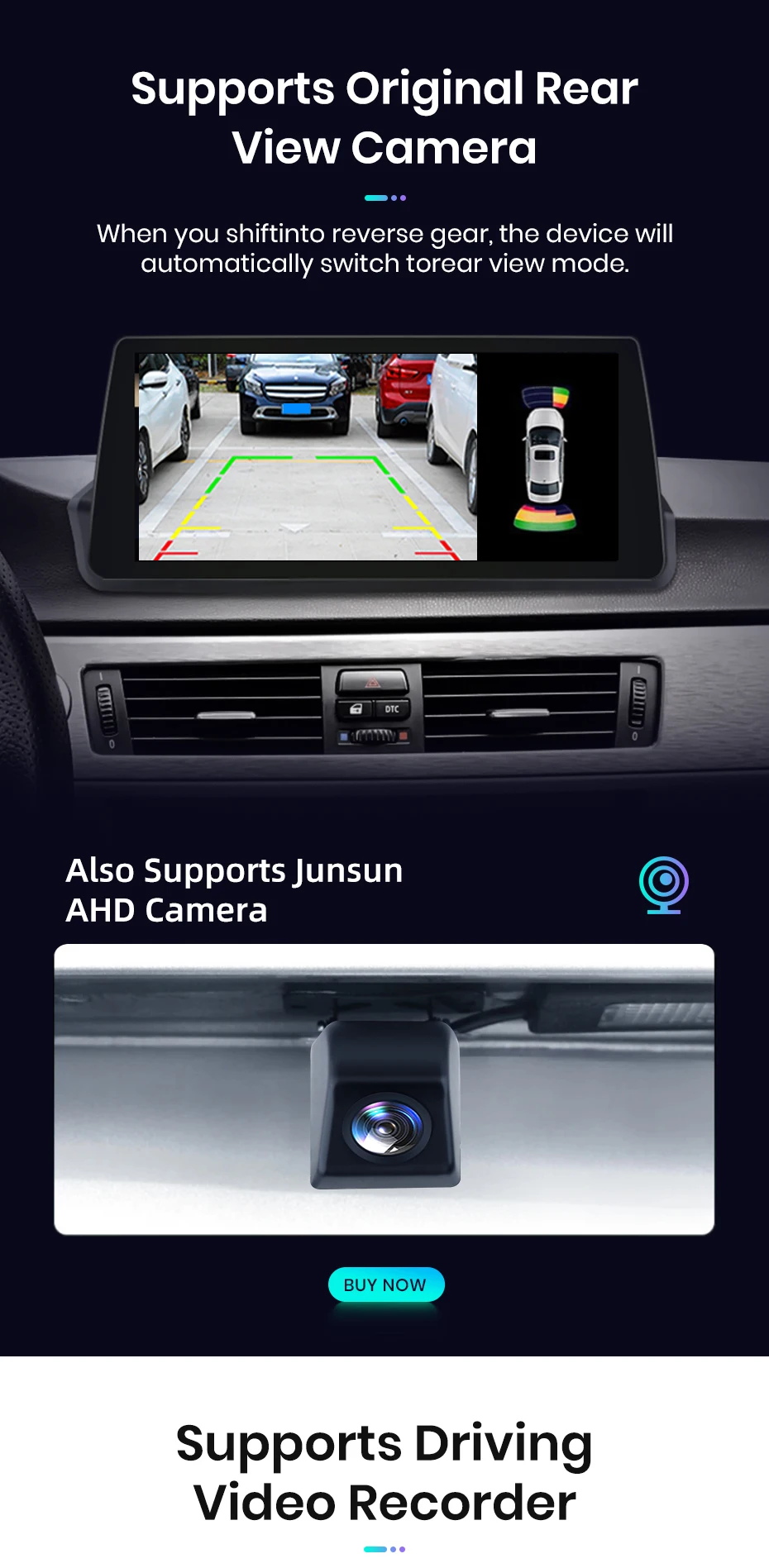 Junsun kabelloses CarPlay- und Android-Auto-Autoradio für BMW 3er-Reihe E90 E91 E92 E93, Baujahr 2005–2012, mit 4G-WLAN, Bluetooth, Hauptgerät, Multimedia-Stereoanlage und Touchscreen. – Detail 16