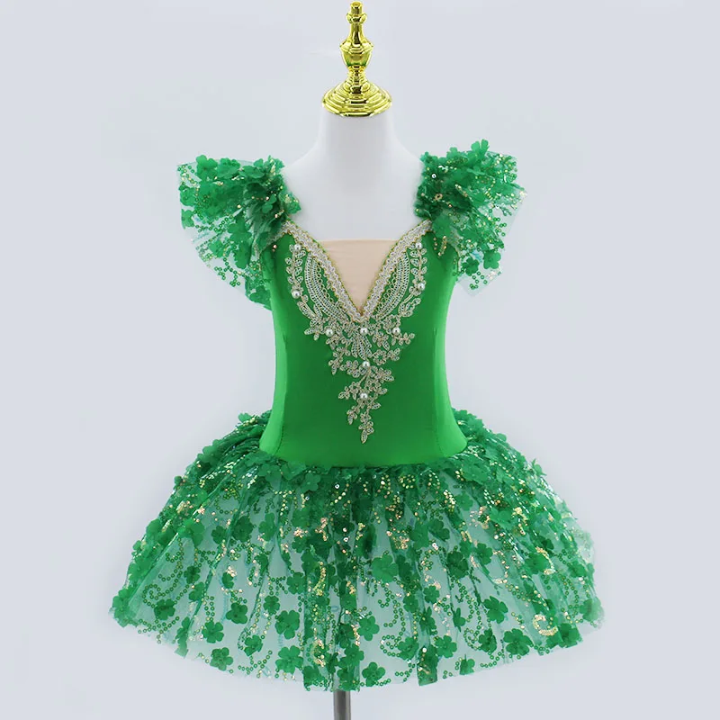 2024 Rosa Per Bambini Sala Da Ballo Abbigliamento Con Paillettes Fiore Tutù Vestito Da Balletto Per La Ragazza di Danza Moderna Vestito Dal Tutu Delle Ragazze Balletto Vestito Da Principessa