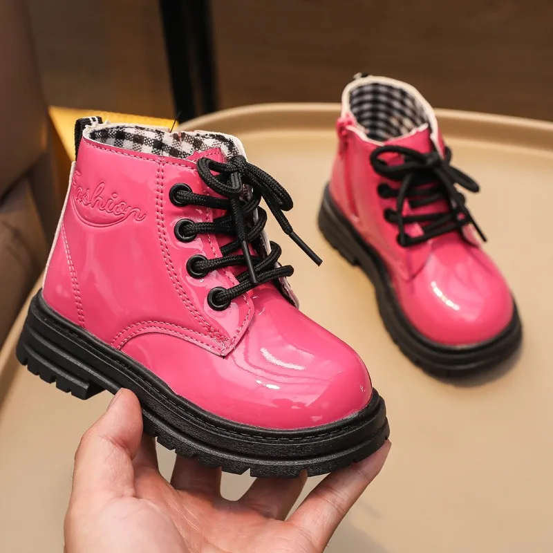 Girls' Side Zippered Low Bottomed Round Toe Three Color Leather Shoe Girls' Spring and Autumn Outdoor Leather Shoes Sizes 21-30