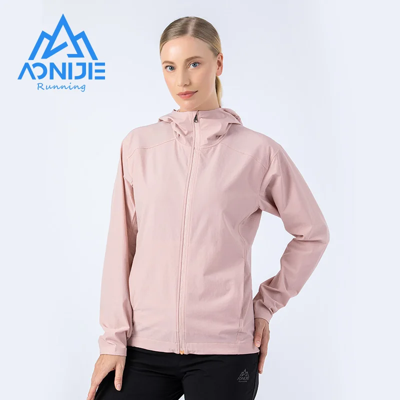 AONIJIE FW5136 Women Female Waterproof Sports Thin Jacket Windbreak Hooded Coat Breathable For Gym Running Hiking