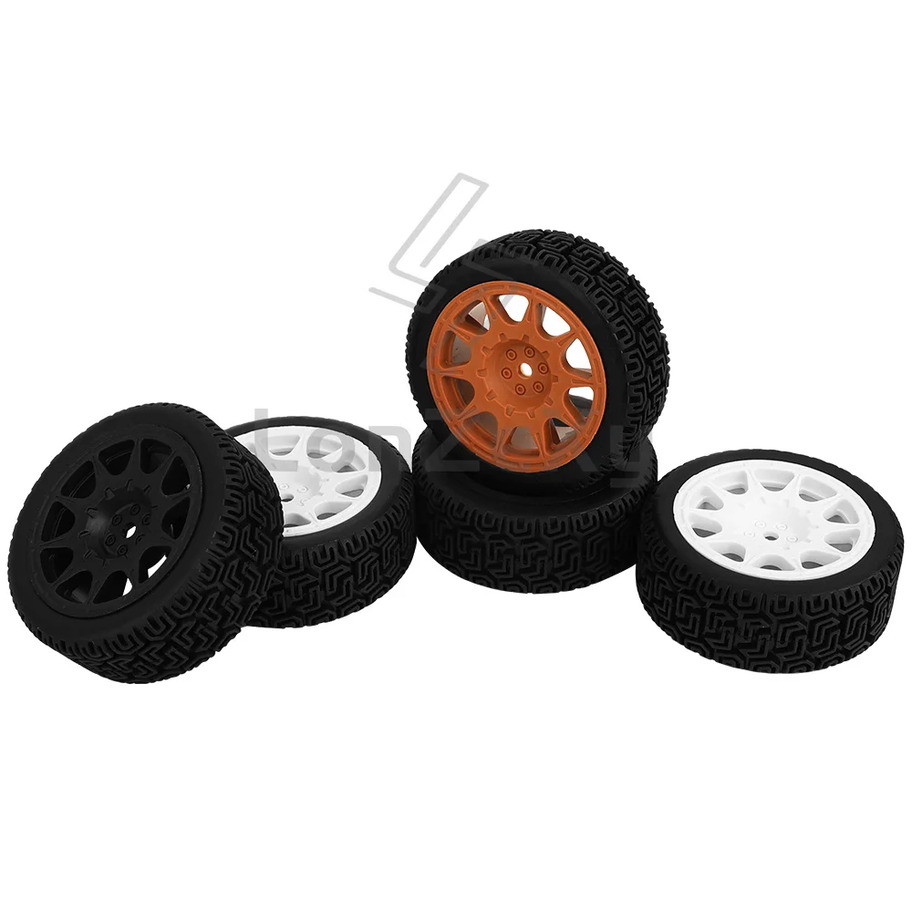 4PCS 70mm 1/10 RC Flat On Road Tires 12mm Hex Multi Color Wheel Rims Rubber Rally Buggy Racing Upgrade Replacement Spare Parts C