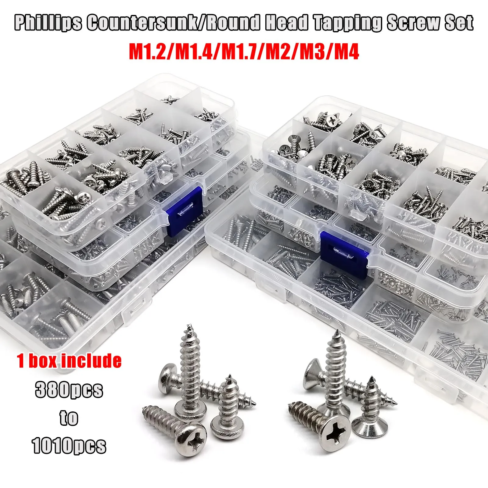

1 Kit Micro Small Self Tapping Wood Screw Set for Toy Car Electronic Products Phone M1.2 M1.4 M1.7 M2 M3 M4 304 Stainless Steel