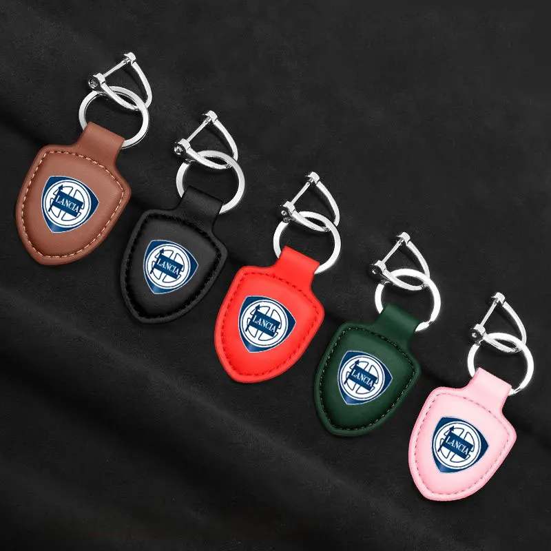 for Lancia Car keychain creative decoration key circular ring lock buckle pendant leather LANCIA ypsilon delta musa nera thema