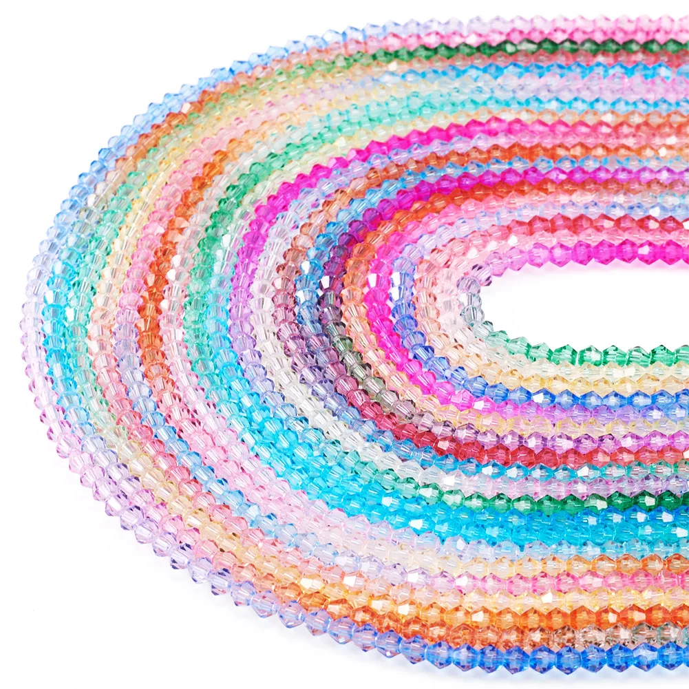 10/20Strands Baking Painted Glass Beads Strands Faceted Bicone Faceted Rondell Loose Colorful Beads for Jewelry Making Accessory