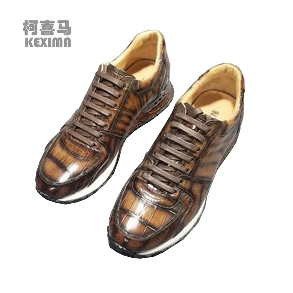 

leimanxiniu new arrival men crocodile leather shoes male crocodile shoes casual shoes leisure shoes for man brush color