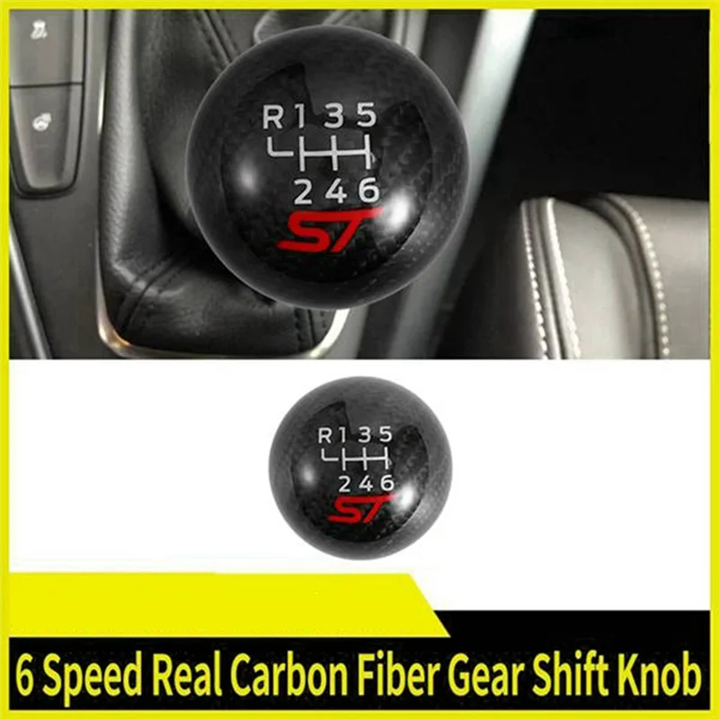 6 Speed Car Racing ST Carbon Fiber Gear Shift Knob for Ford Focus ST RS Fiesta ST