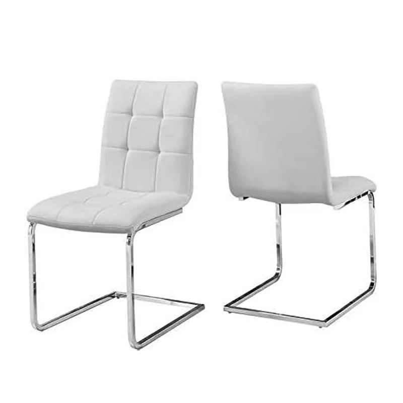 Escondido -dining room dining Chair，C-shaped chrome base (Set of 2) - White PU