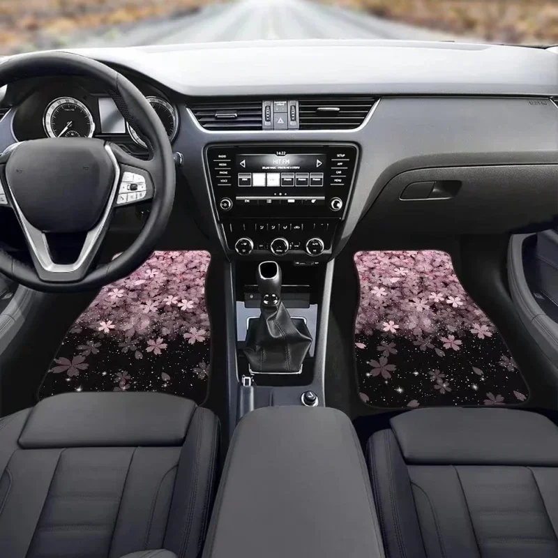 Pink Cherry Blossom Sakura Auto Interior Carpet Floor Mats for Car Auto Universal Fit Front Rear Full Interior Auto view 2