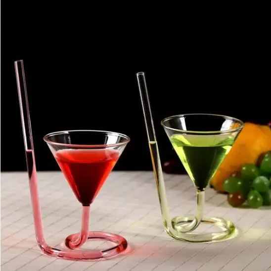 Creative Glass Spiral Cocktail Glass Rotating Wine Glass Straw Cup Cup Large Coffee Mug Inspiration