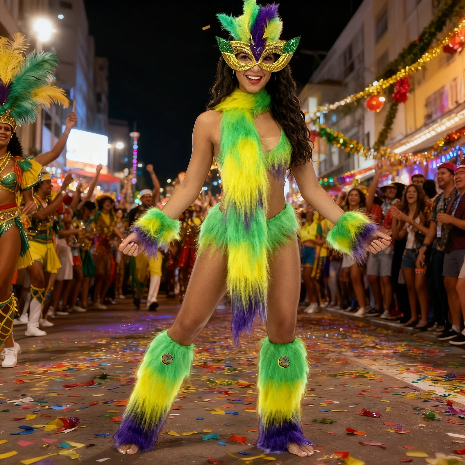 6 Pcs Carnival Costume Accessories Festive Face Covering Gloves Leg Warmers and Scarf Cosplay MardiGras Outfit Holiday Party