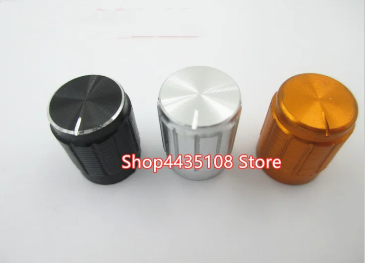 

100pcs black silver aluminum alloy knob switch cap / 13mm * 17mm hole 6MM amplifier audio volume potentiometer DIY knob cover