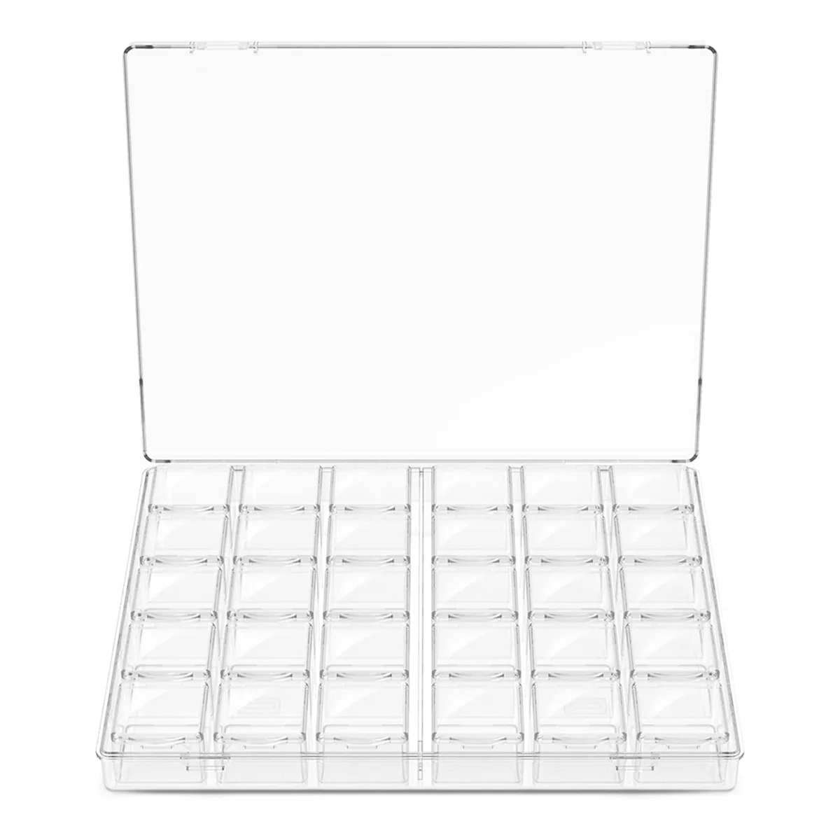 ABJS 30 Compartment Stackable Storage Boxes with Lids, Mini Containers for Beads, Glitter, Slime, Paint or Seeds, Transparent