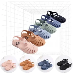 2024 zapatos de gelatina de verano, sandalias para niños, niñas pequeñas, zapatos de playa de gelatina de caramelo de princesa suaves antideslizantes, zapatillas romanas informales