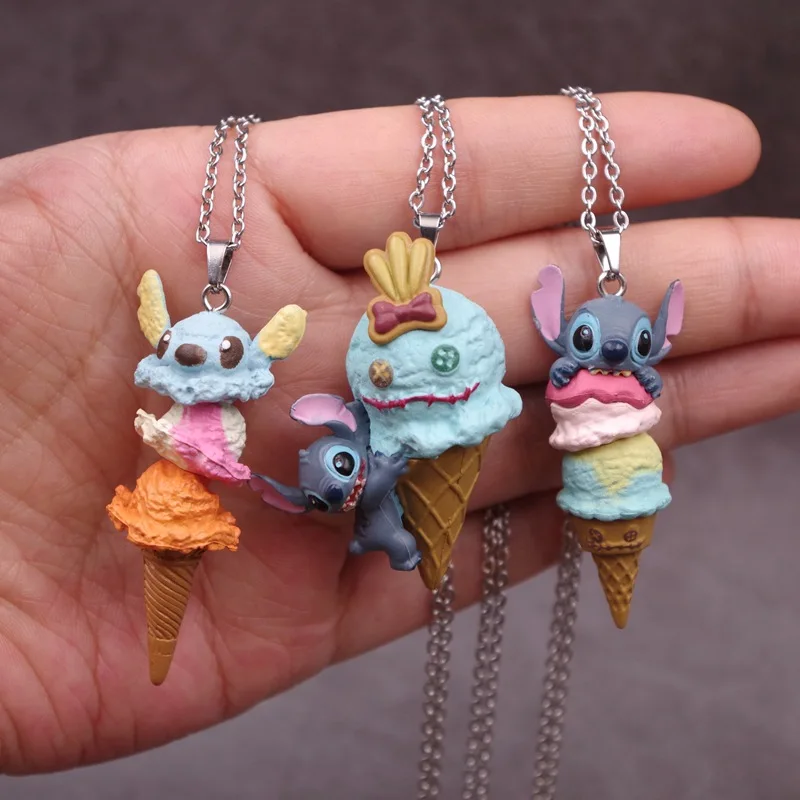 New Disney Anime Cartoon Necklace Lilo & Stitch Modeling PVC Necklace Anime Characters Stitch Kawaii Hip Hop Pendant Kids Gifts