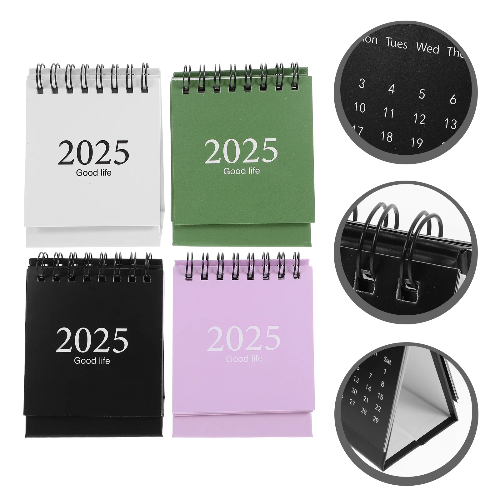 

4Pcs Mini Desk Calendar Set English Version Compact Minimalist Design Office Home Table Desktop Portable Month Calendar
