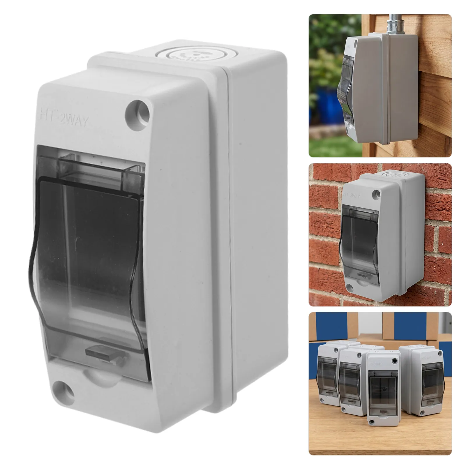 4Pcs Waterproof Outdoor Electrical Enclosure Box IP65 Transparent Window 2 Way Consumer Unit Power Distribution Box for Charging