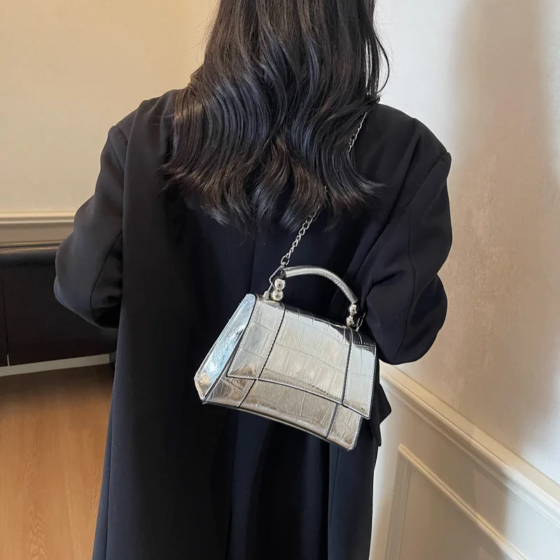 

Luxe Top Handle Bag, Women's Chic Commuter Shoulder Purse, Minimalist Day to Night Crossbody, Textured Sling Bag, Versatile Tote