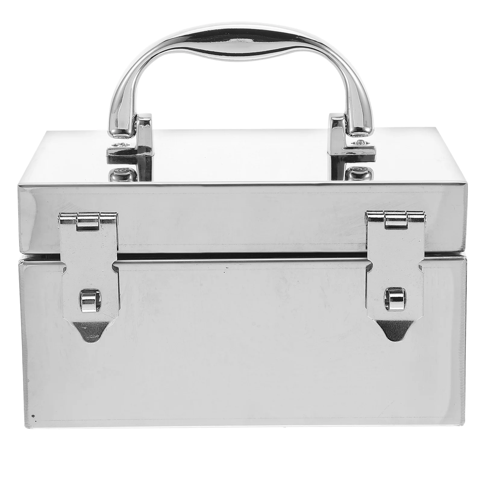 Stainless Steel Toolbox Money Container Locking Storage Tote Cash Boxes Security Chest Tin