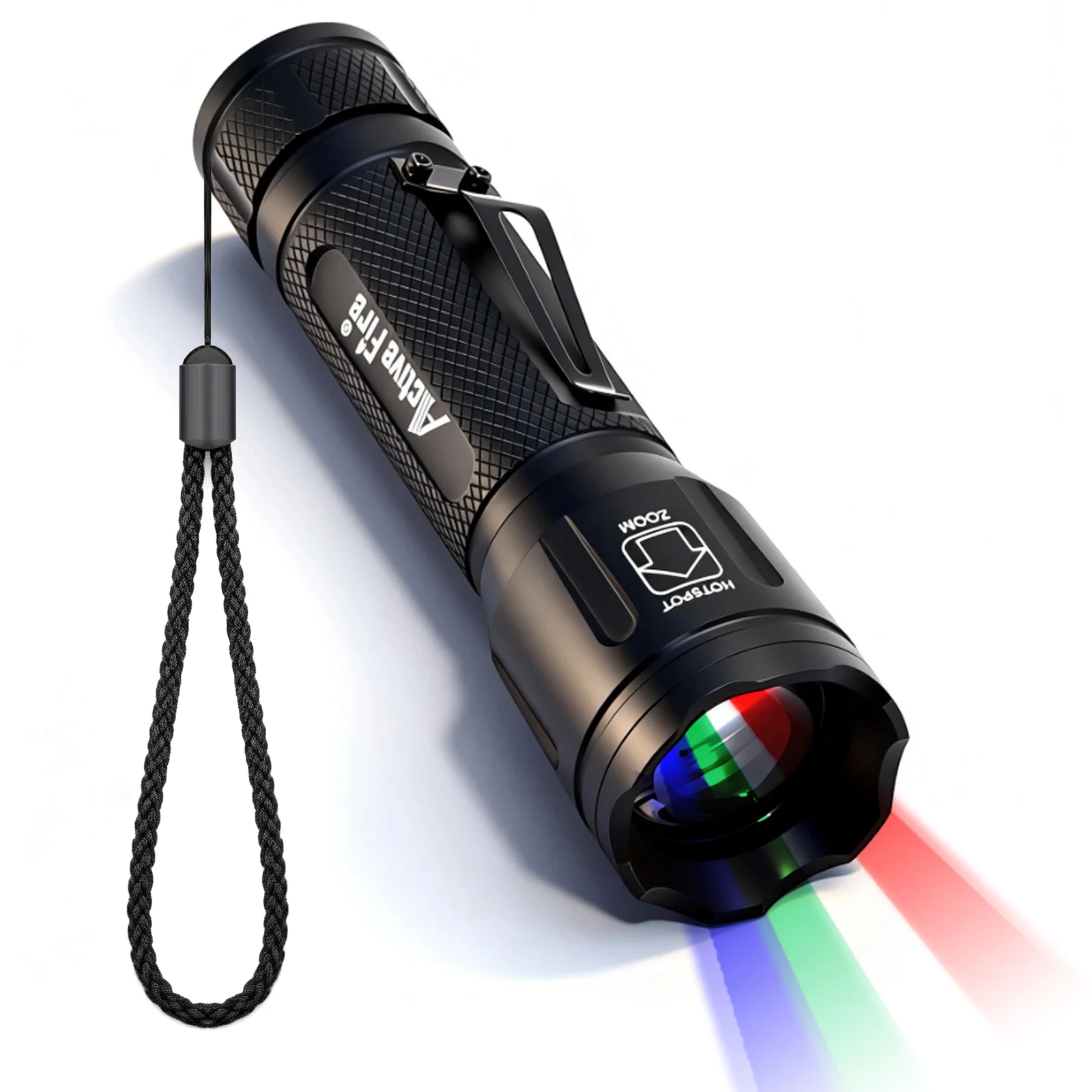 

Многофункциональный тактический фонарь 4-в-1 с RGB-подсветкой, водонепроницаемый, ручной, с клипсой, с регулируемым фокусом, белый, синий, зеленый, красный свет для яркого освещения