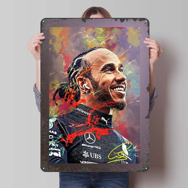 Lewis Hamilton Tinplate Sign Sports Poster Bedroom Decoration Room Decor Men Customizable Metal Signs for Wall Art Decoration