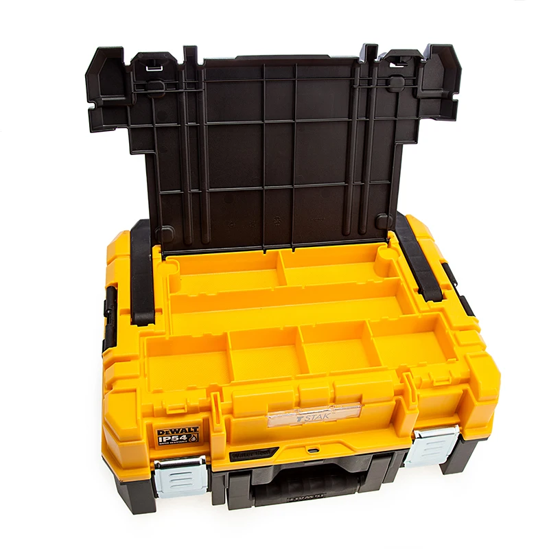 DEWALT DWST83344-1 TSTAK 도구 보관함, 긴 손잡이, 다기능 보관 정리함, 이중 레이어 휴대용 플라스틱 도구 케이스