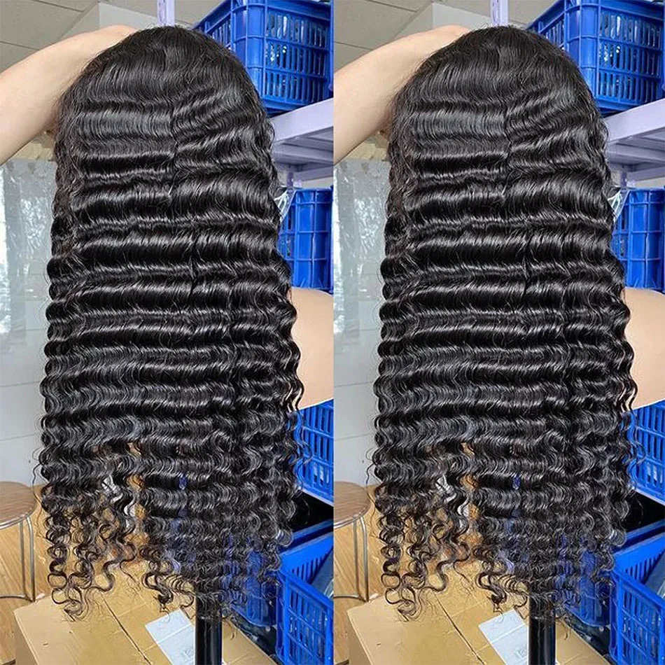 Transparent Deep Wave Lace Frontal Wig Curly Lace Front Human Hair Wigs For Women Water Wave Pre Plucked Human Hair Wigs