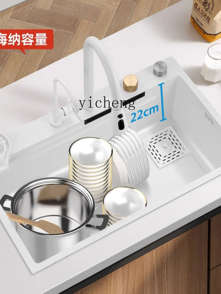 YY Household Kitchen 304 Stainless Steel Nano Sink Handmade Washing Basin Bowl Pool