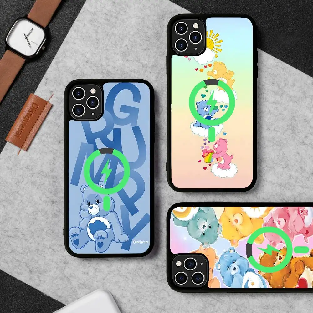 Children C-Care B-Bears Anime For Magsafe Magnetic Phone Case Wireless PC+TPU For iPhone 11 12 13 14 15 16 17 Pro Max Plus