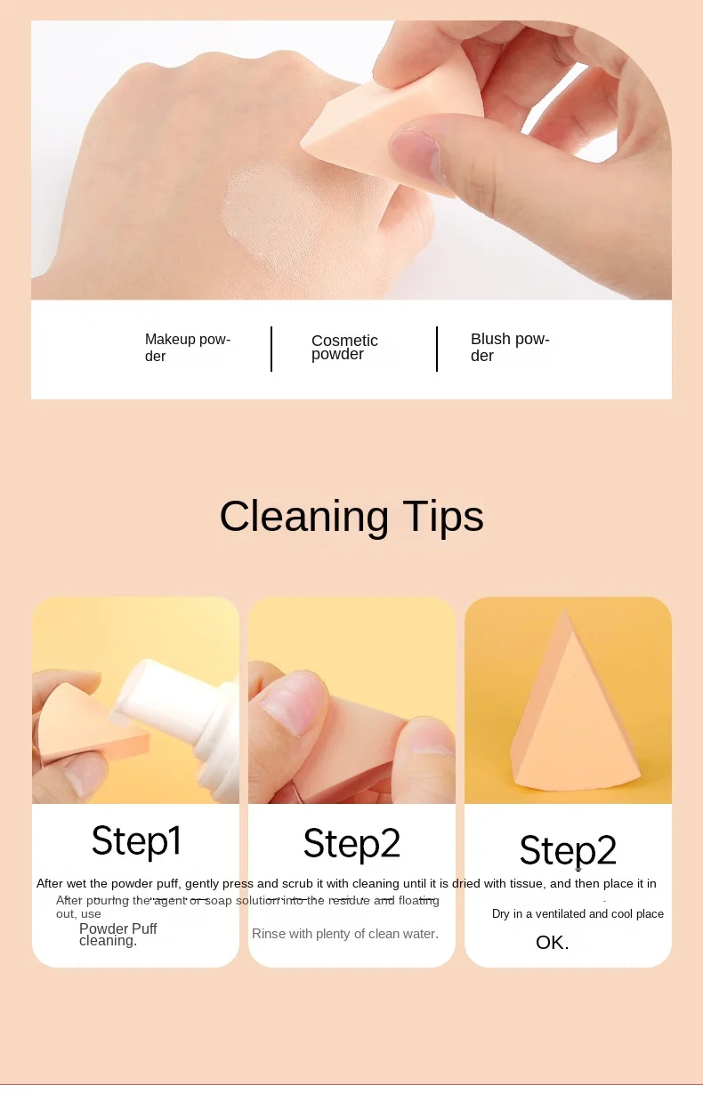 Disposable Puff Makeup Sponge Block Wet And Dry Use Makeup Jelly Foundation Triangle 1 Bag  15PCS