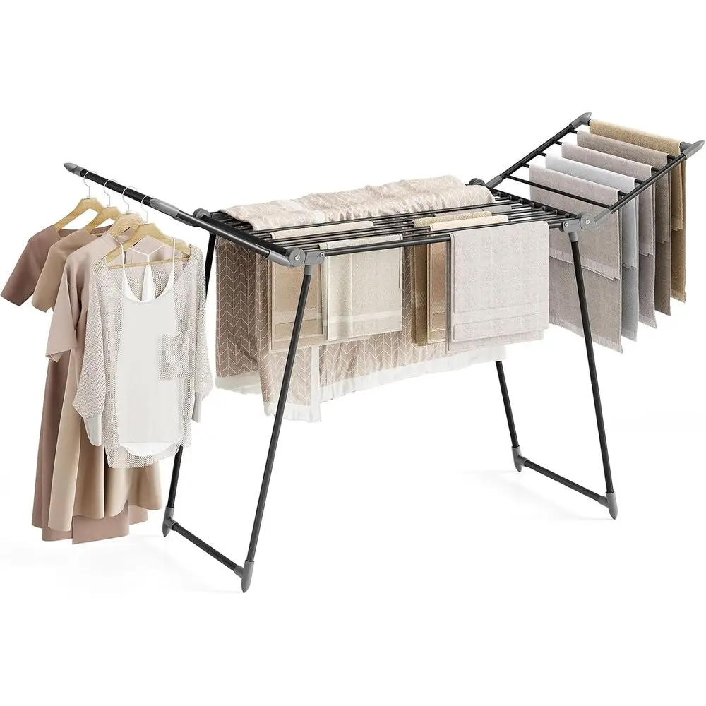 

Большая усиленная металлическая сушилка для белья, для использования в помещении/на улице, 68.9x22x41.3, черная