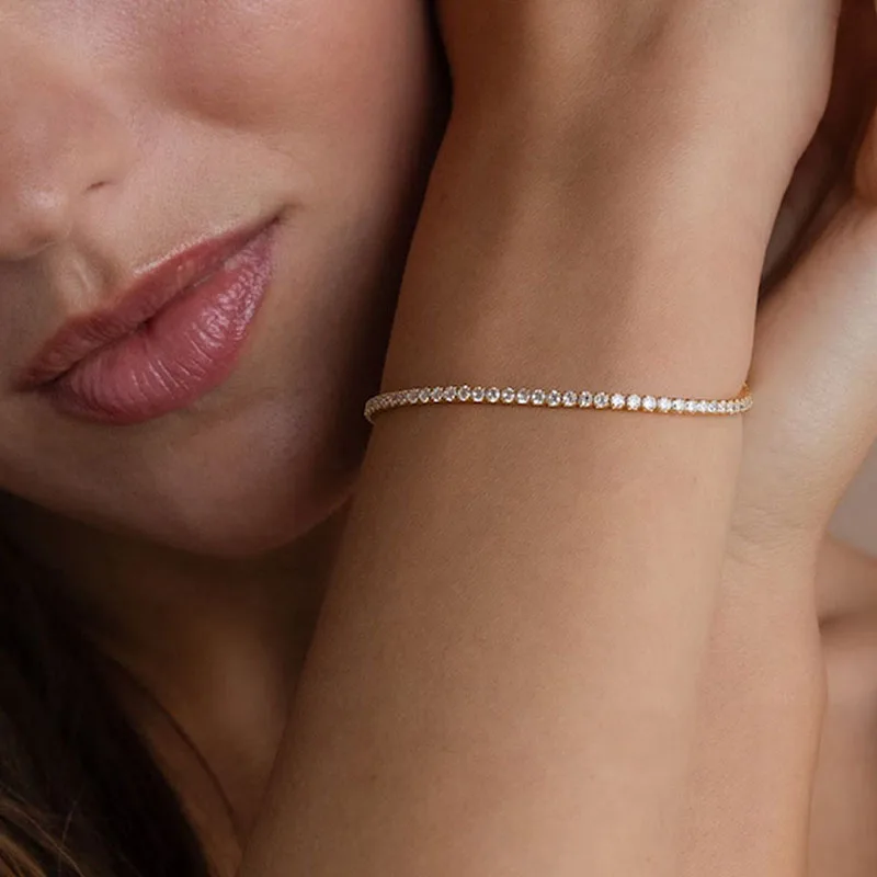 Heißer Sterling 925 Silber Volle AAA Zirkon Armband Edlen Schmuck 16 cm-19 cm 2-3mm glänzende CZ Zubehör Für Frauen Jahrestag Geschenk – Detail 6
