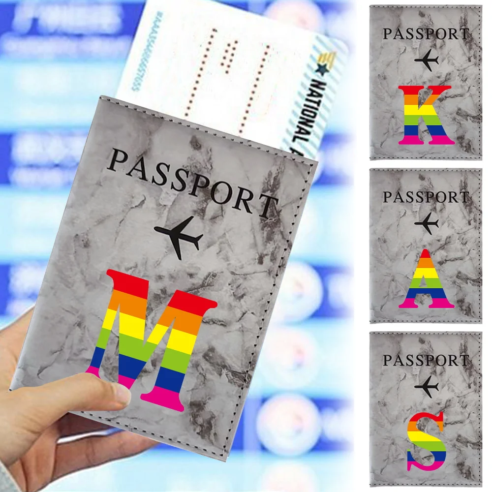 

Women Men Business Passport Covers Holder Premium PU Leather Passport Pouch Multi-Function ID Bank Card Storage Case Rainbow