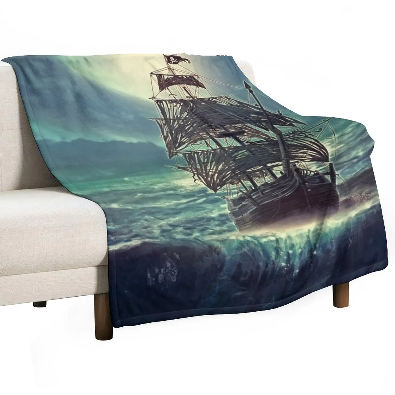 

Ghost Pirate Ship at Night Throw Blanket Hair For Decorative Sofa Luxury Thicken Personalized Gift Blankets