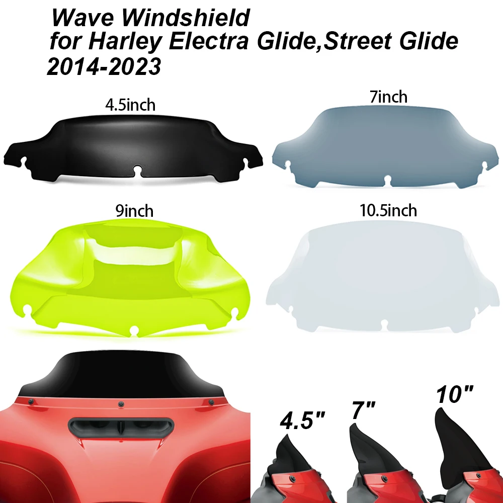 Motorcycle Windshield 4.5'' 7'' 9'' 10.5'' Windscreen Wind Deflector Fit For Harley Touring Electra Glide Street Glide 2014-2023