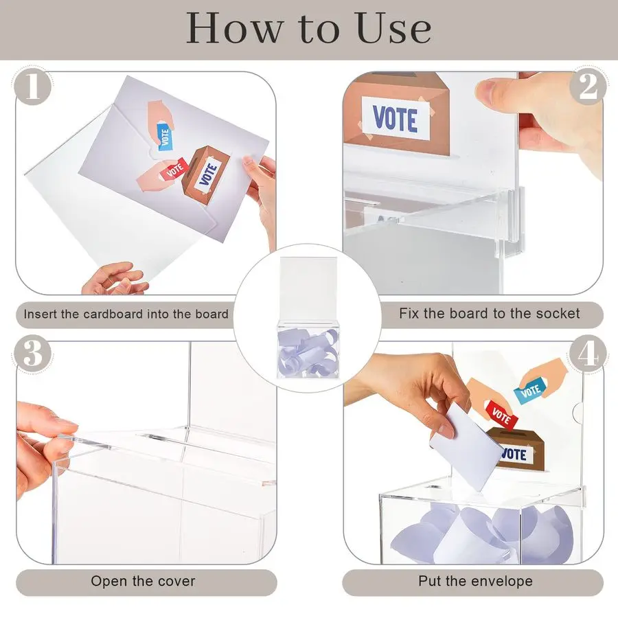 Scatola per donazioni in acrilico da 6 pezzi con fessura, 6 x 5 x 5 pollici Scatola per biglietti per lotteria trasparente per suggerimenti con cartello per la raccolta dei fondi, Raff
