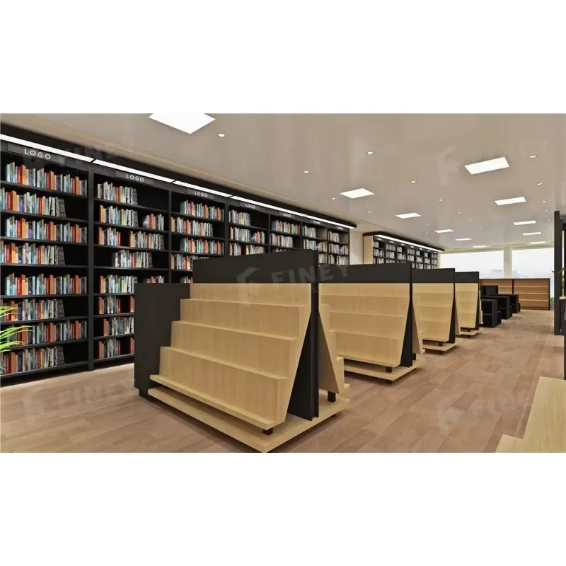 Retail Modern Library Interior Book Shelves Decoration Free Design  Furniture