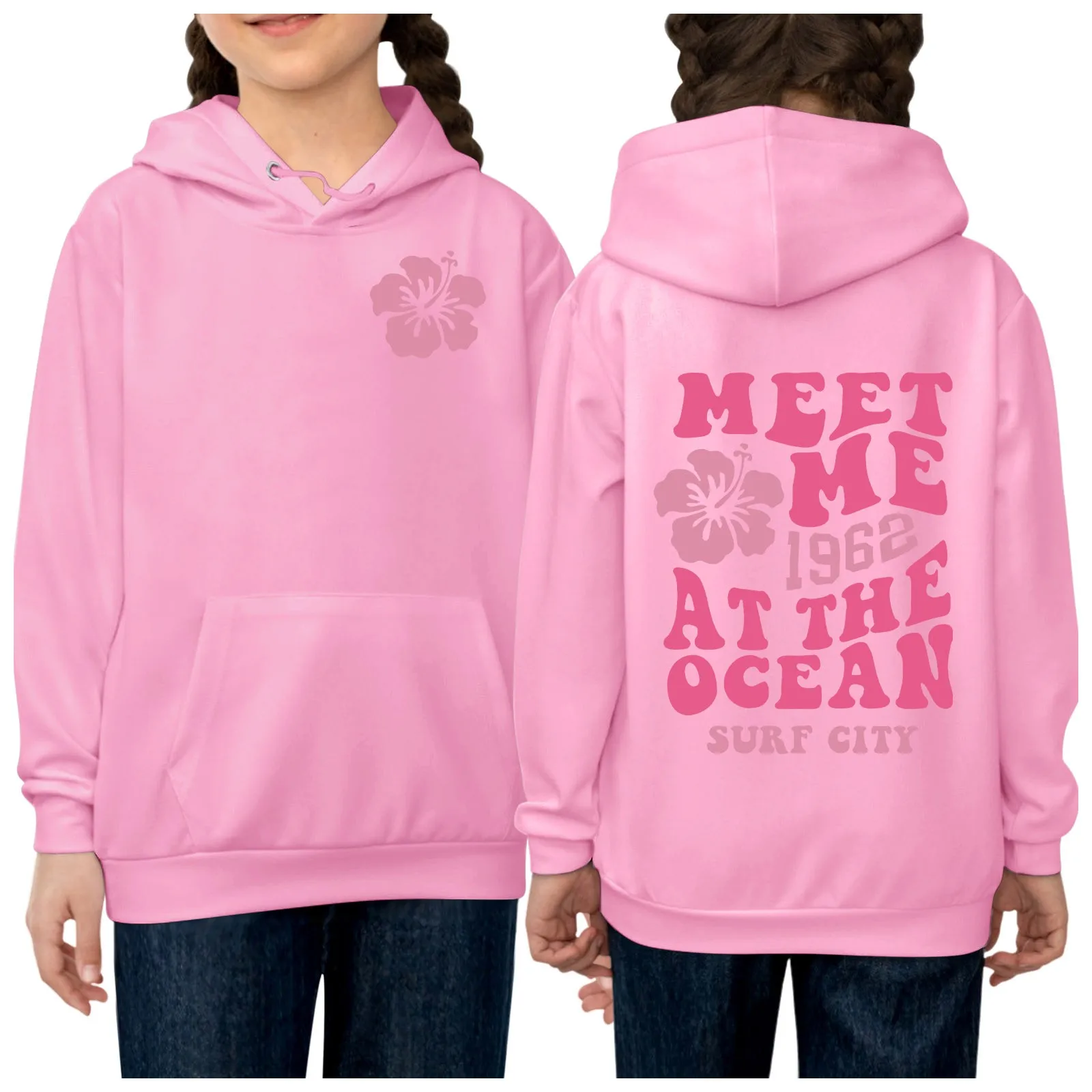 2024 Fashion Girl\'S Hoodie Long Sleeve Soft Sweatshirt Pink Hoodies Print Graphic Kids Cute Pullovers Top Clothes For Kids