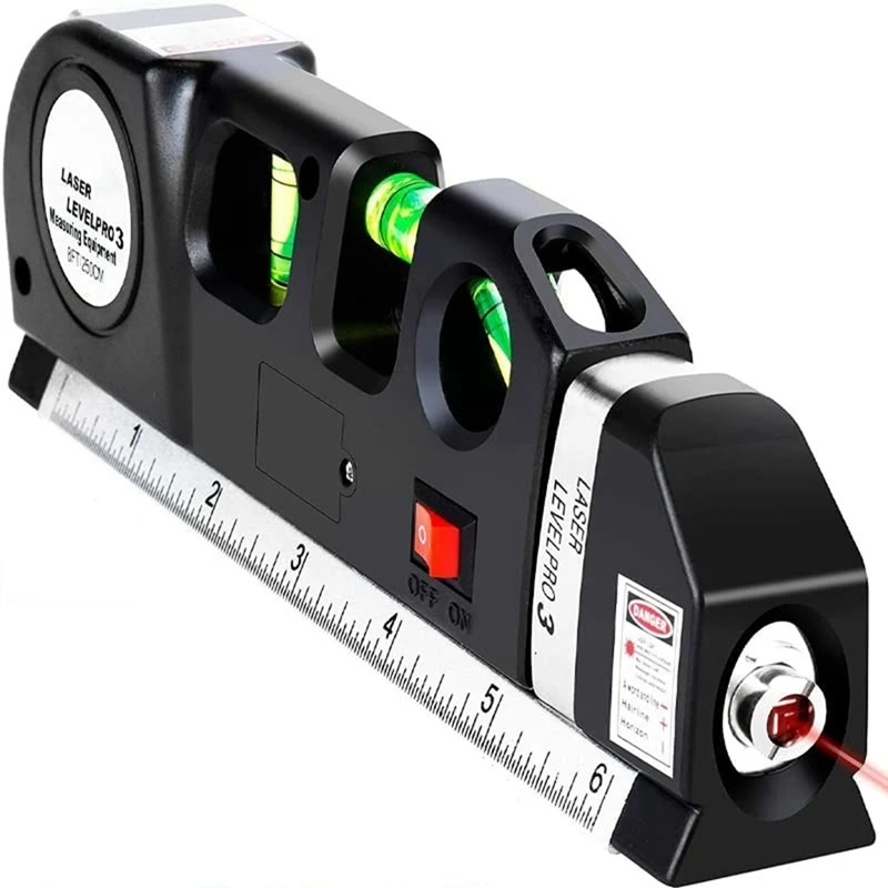 HOT SALE Laser-Spirit Level With Tape Measure And Cross Line, Adjusted Standard And Metric Rulers Laser-Level Line Tool