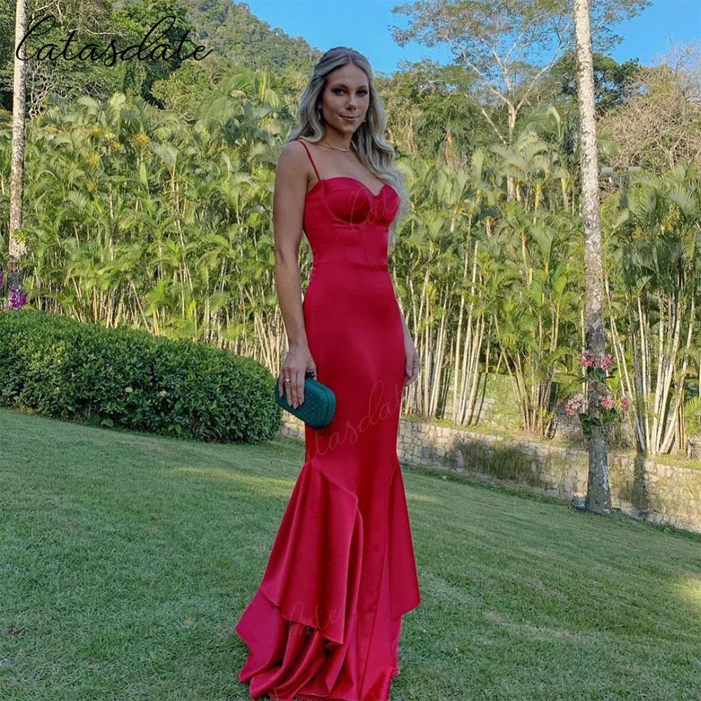 Catasdate vestido de noche rojo Formal, vestidos de fiesta de sirena para mujer, vestidos elegantes para eventos especiales