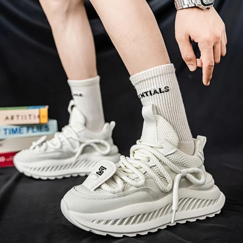 Men Platform Sneakers 2025 New Breathable Casual Shoes Designer Men's Dad's Shoes Height Increase Platform Sport Shoe Man Shoes